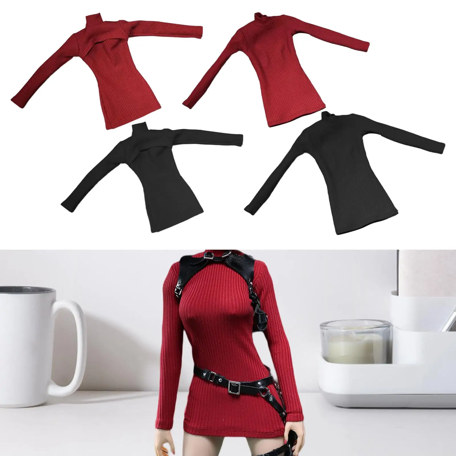 1:6 Scale Miniature Long Sleeve Top Cosplay Casual Retro Miniature Trendy Clothing for 12'' Female Dolls Figure Accessories