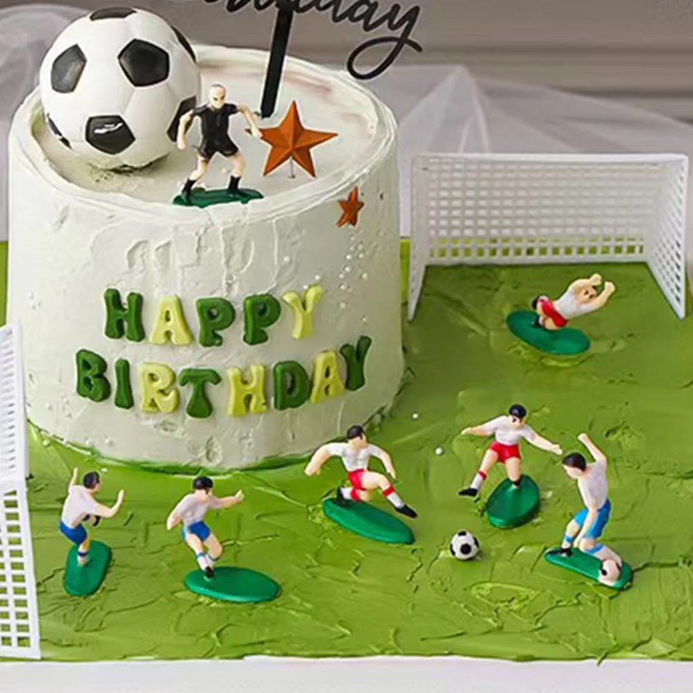 Footballs Cake Decoration Landscaping Miniatures Soccer Game Cupcake Decorations Decors Top Hat Figure