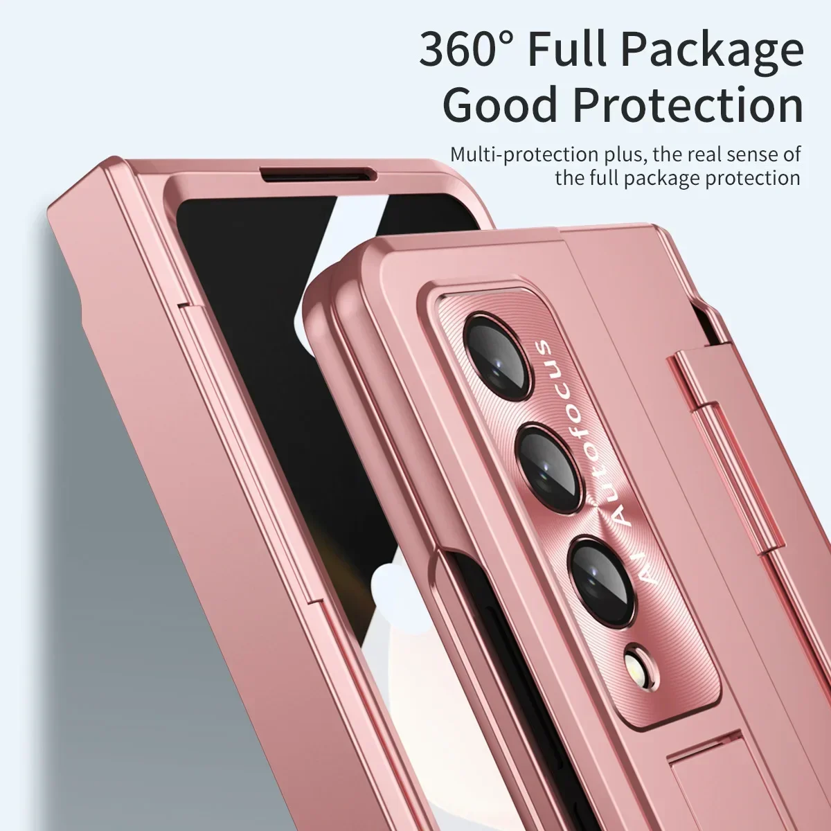 Flat Hinge Stand Fold Phone Cases For Samsung Galaxy Z Fold 6 5 4 3 Case Lens Protector Support Wireless Charging ZFold6 Cover