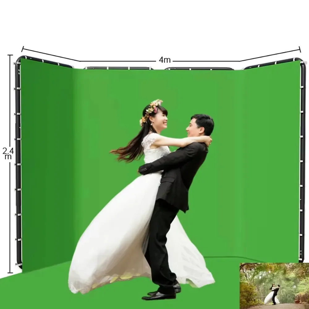 2,4x4M Fotografie-Hintergrundständer mit 2,35x3,6M Bildschirm-Hintergrund, 4 Farboptionen, Verstellbarer Foto-Hintergrundständer