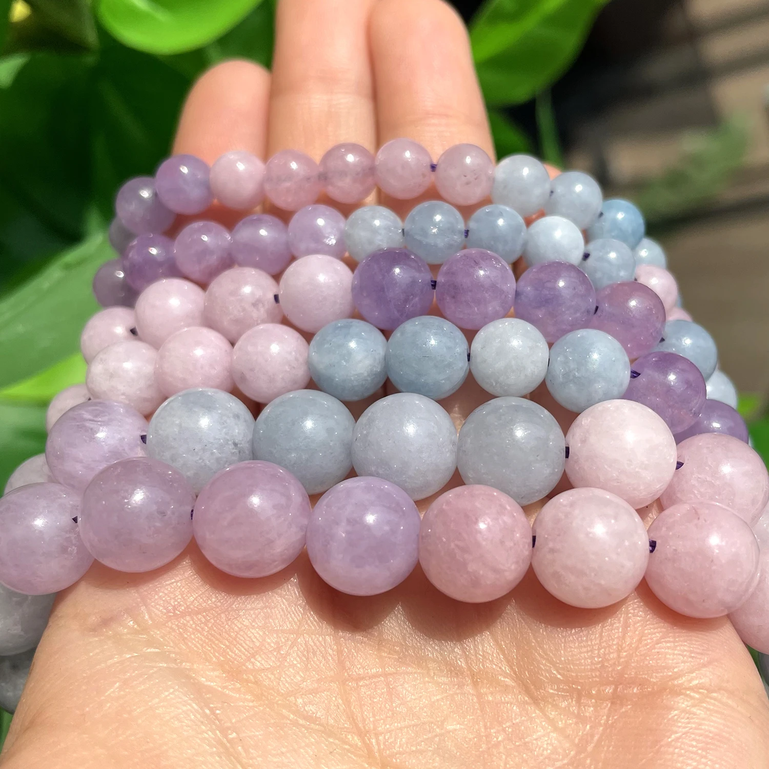 Natural Stone Purple Morganite Beads Round Loose Spacer Gemstone Beads 6 8 10mm for Jewelry Making Bracelets DIY 15\