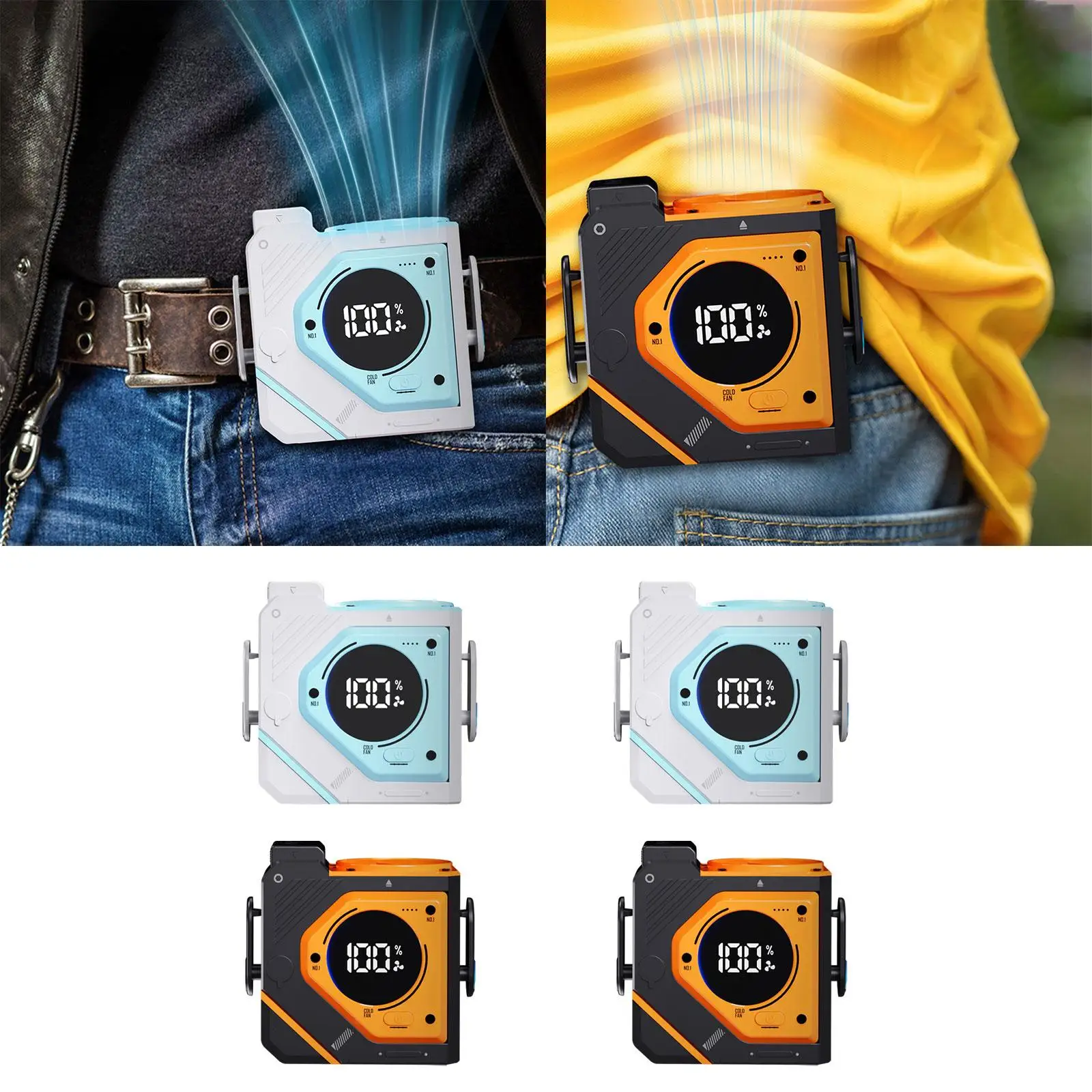 Ventilador pessoal com clipe de cintura, recarregável, leve, pendurado, multiuso para viagens, escritório, acampamento ao ar livre, jardinagem