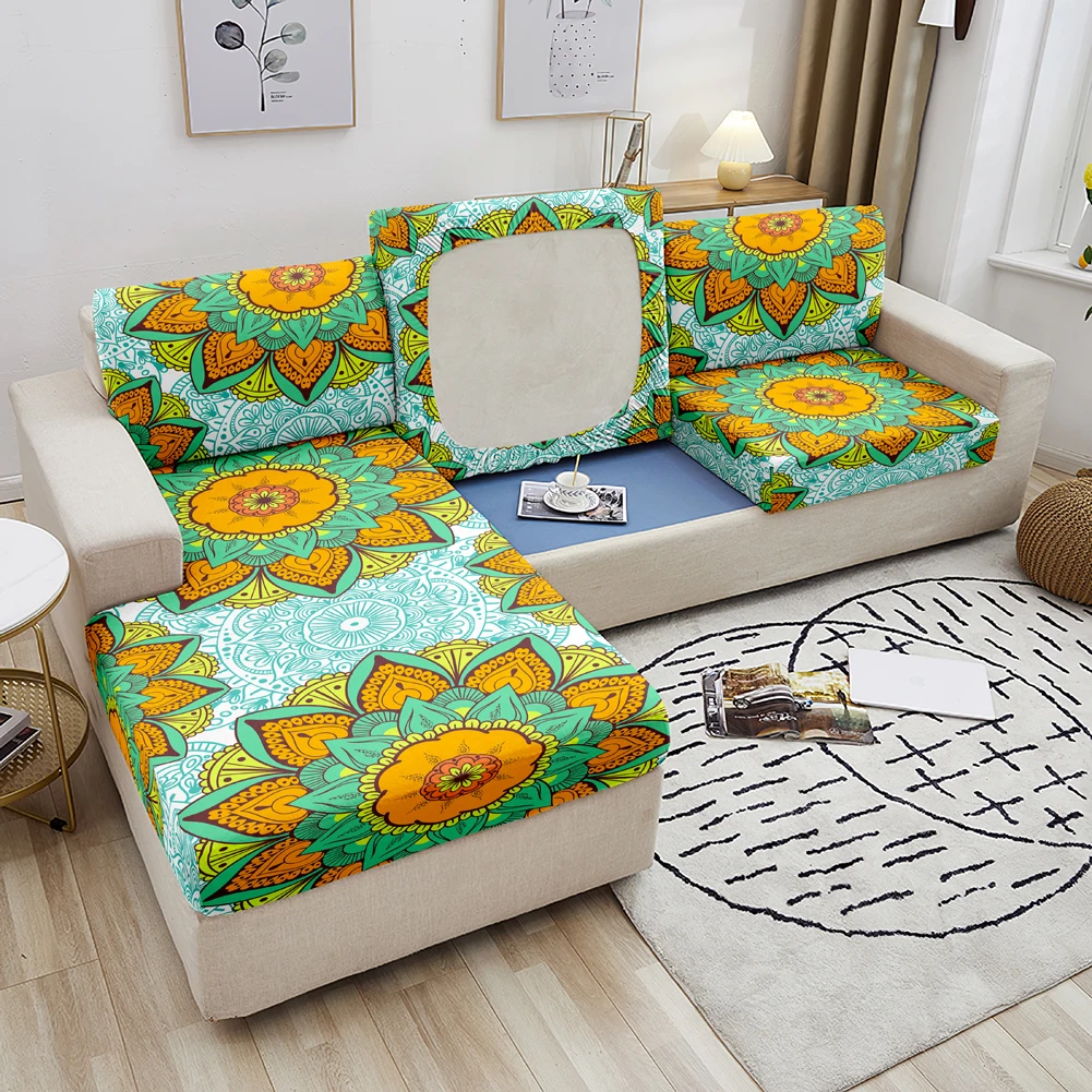 Anti-Slip Elastic Sofa Seat Cushion Cover Mandala Stretch Seat Cushion Cover Couch Slipcover for Living Room Home Decoration