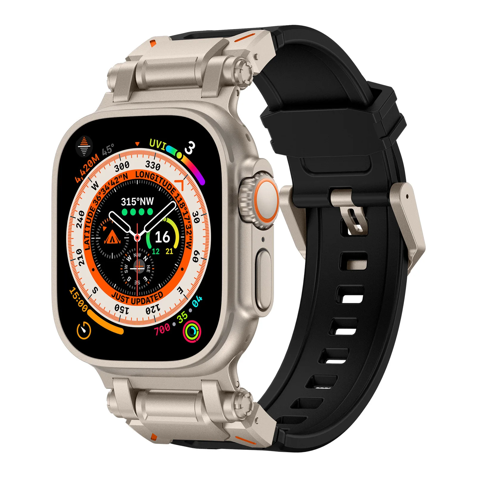 Metal+Rubber Strap for Apple Watch Ultra3/2 11 10 9 8 7 6 5 SE Luxury Modification Kit Bracelet IWatch 49mm 46mm 45mm 44mm 42mm