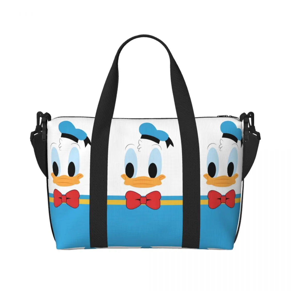 

Custom Adorable Donald Duck Tote Bag Women Large Capacity Kawaii Cartoon Beach Gym Shoulder Travel Bag
