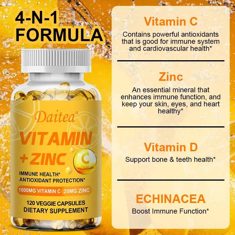 Vitamin C + Zinc Antioxidants - Promotes eye, skin and heart health - Supports radiant skin - Immune Support