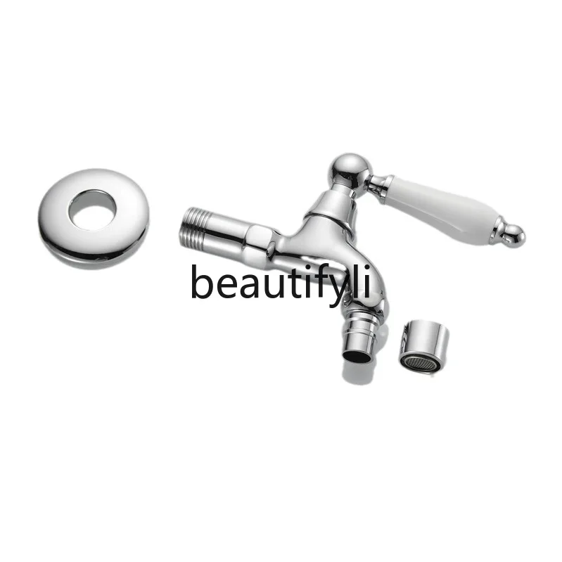 

Electroplated gold all-copper washing machine faucet single cold 4 minutes quick open mop pool nozzle connector household faucet