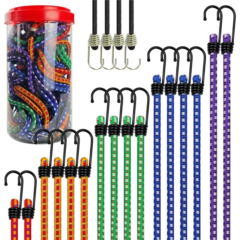 

FSTE-20-Pack Heavy Duty Outdoor Bungee Cords Premium With Hooks, Assorted For Camping Tent Tarp Cargo Securing