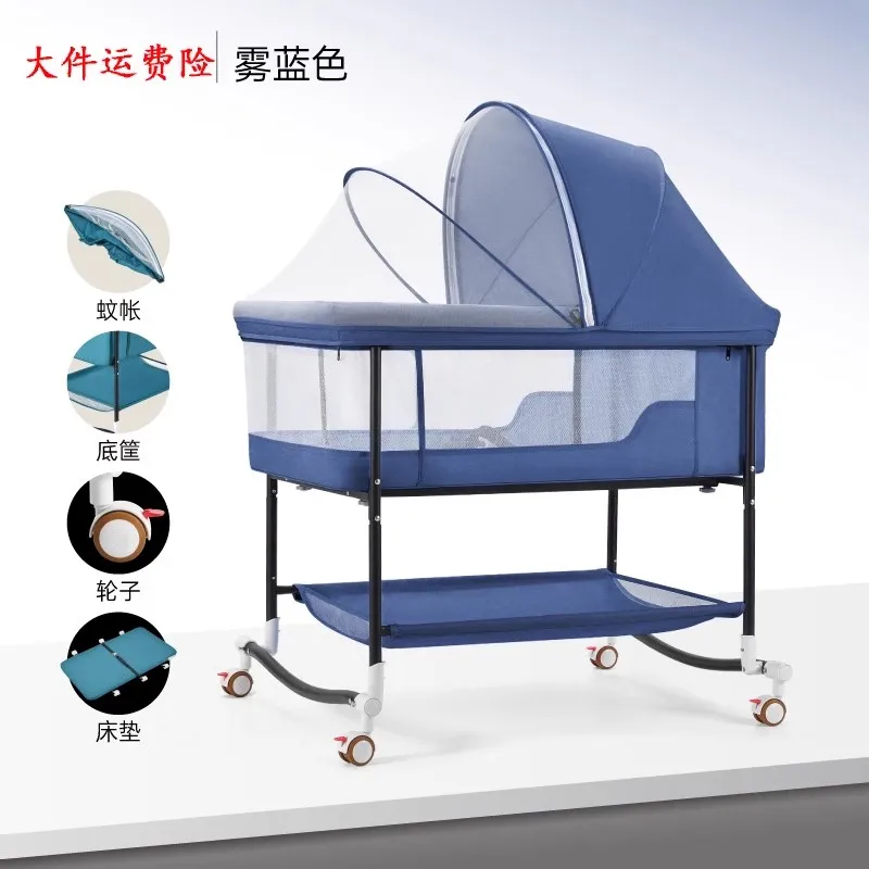 

Multi Functional Baby Crib Portable Baby Crib for 0-3 Years Old BB Crib Adjustable Height Spliced Large Bed