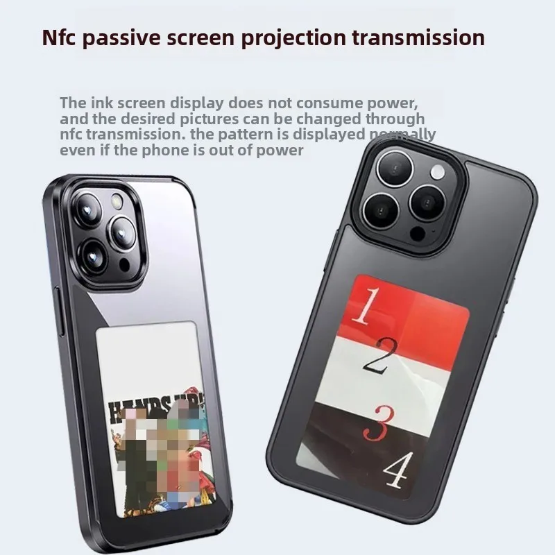 حافظة هاتف ذكية رباعية الألوان بشاشة حبر إلكترونية متوافقة مع نماذج iPhone المتعددة NFC مرآة الشاشة السلبية