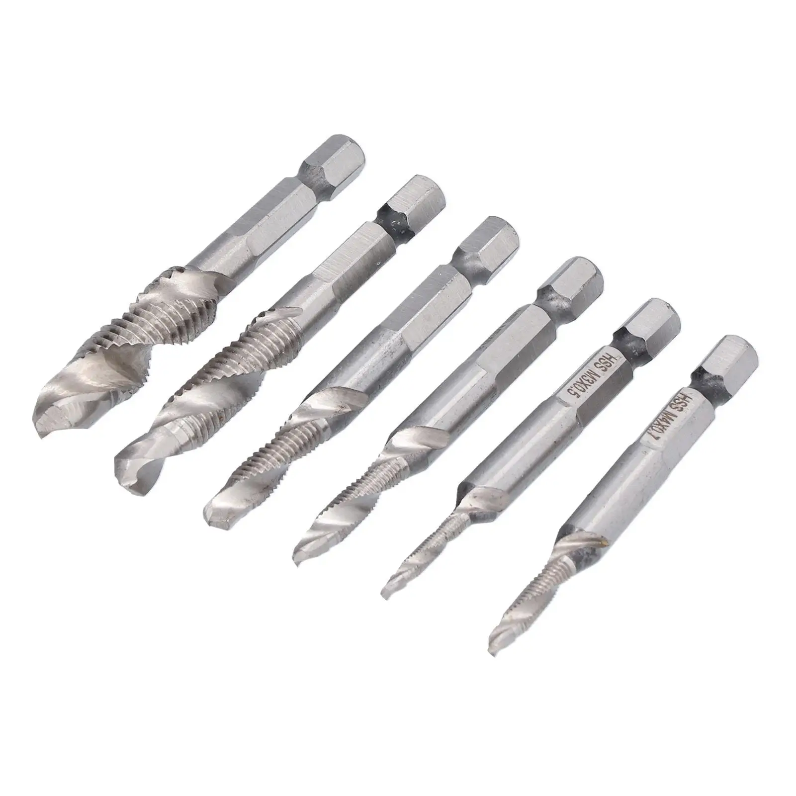 HSS Ti-Coated Drill Tap Bit Set Deburr M3-M10 Spiral Flute for light Metal & for iron Sheet