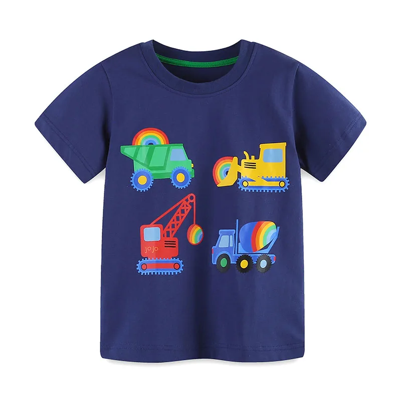 SAILEROAD Summer Girls Transportation T Shirt Cotton Short Sleeve Cartoon T-shirts Kids Tee Girl Tops Children Clothes