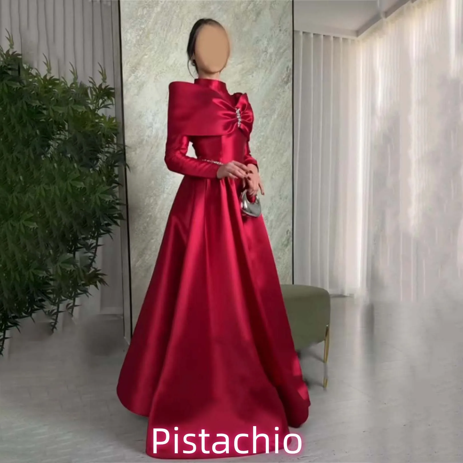 فستان حفلة موسيقية نسائي رائع مخصص ساحر بأكمام طويلة بطول الأرض فساتين سهرة بفيونكة مطرز بالخرز فستان حفلات فاخر 2025