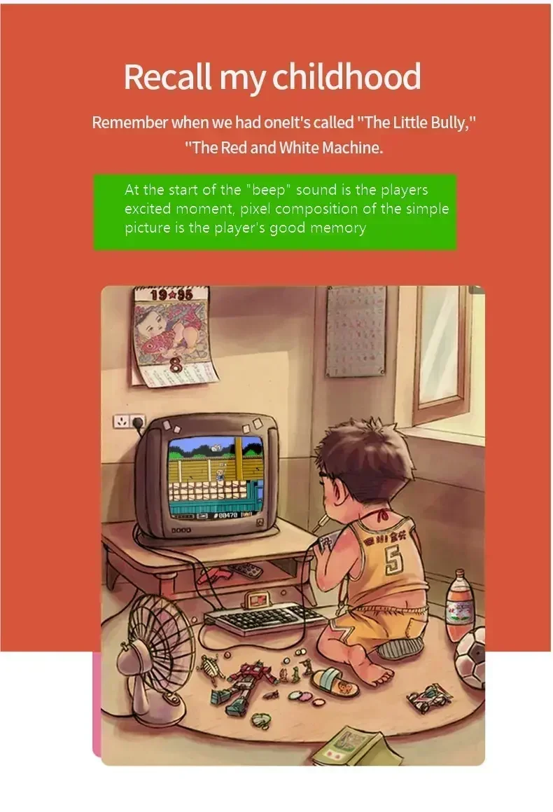 وحدة تحكم ألعاب فيديو محمولة صغيرة محمولة ريترو 8 بت 3.0 بوصة شاشة LCD ملونة للأطفال مشغل ألعاب ملون مدمج في 500 لعبة