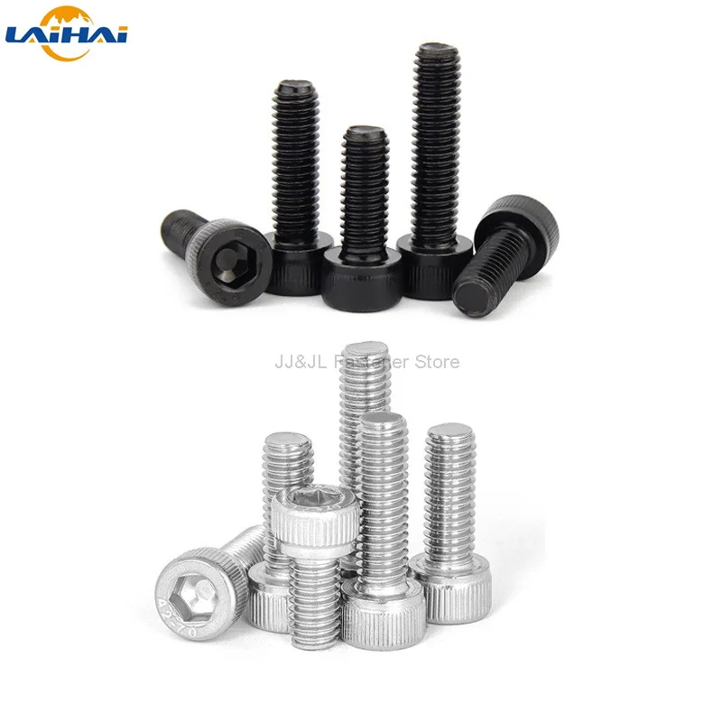 

50pcs M1.4 M1.6 M2 M2.5 M3 M4 M5 304 A2-70 Stainless Steel Black grade 12.9 DIN912 Hexagon Hex Socket Head Cap Allen Bolt Screw