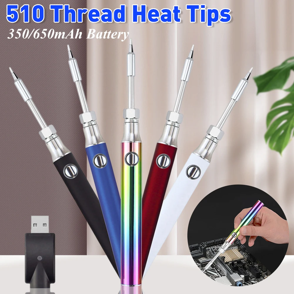 510 Thread Mini Electri Soldering Iron Pen Kit with USB Charger 350/650/1100mAh Battery Cart Pen Mini Devices Welding Tool