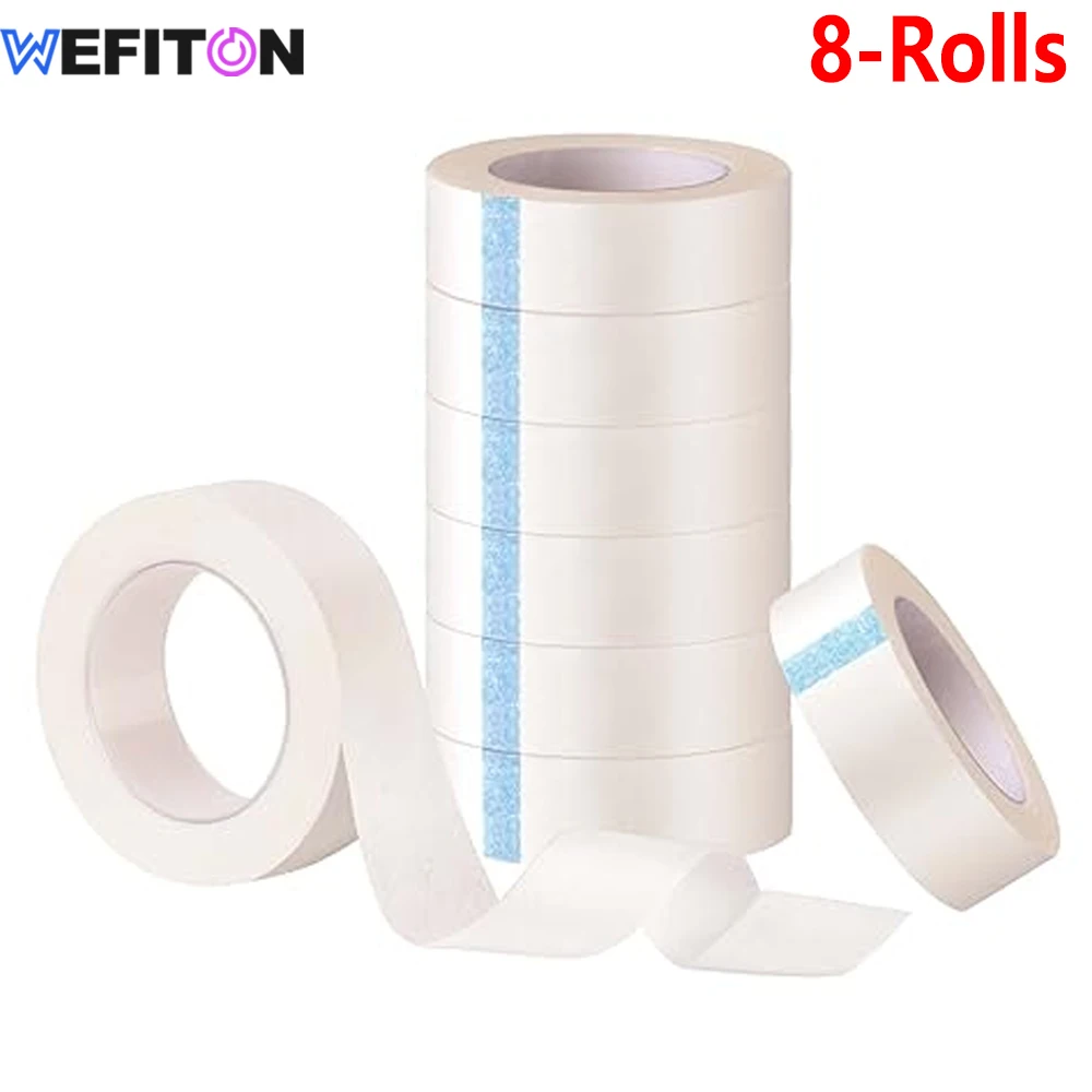 

8 Rolls White/Black Eyelash Tape, Adhesive Eyelash Tapes, Lash Tape for Eyelash Extension Supply,Wound Injuries Swelling Sports