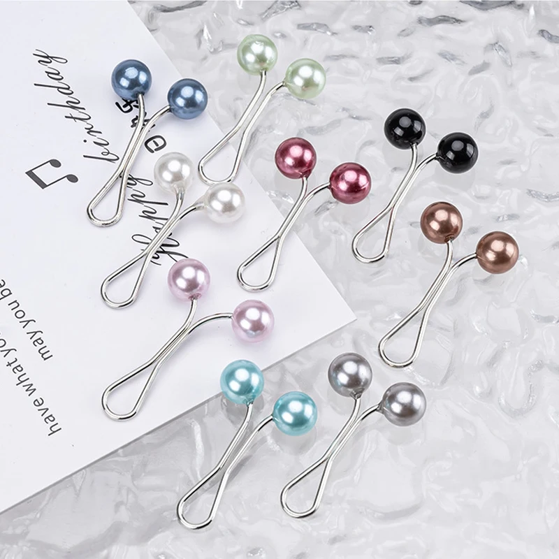 Fashion Colorful Pearl Hijab Scarf Pin - Muslim Women Head Cover U Shape Brooch Clips, Anti-Slip Scarf Holder Accessories