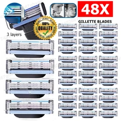 8-48Pcs Shaver Cutting Head for MACH 3 for Men Stainless Steel Blade Sharp Changeable Shaver Head Accessories Gifts 3 Layer