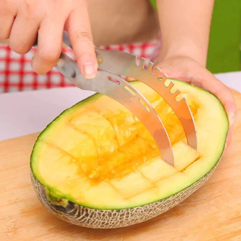 Stainless Steel Watermelon Slicer, Multi-Functional Creative Kitchen Tool for Easy Cutting & Splitting Fruit