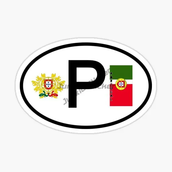 

P Portugal Label Stamp Car Bumper Sticker Decal Oval Flag Cars Camper Decals Accessories