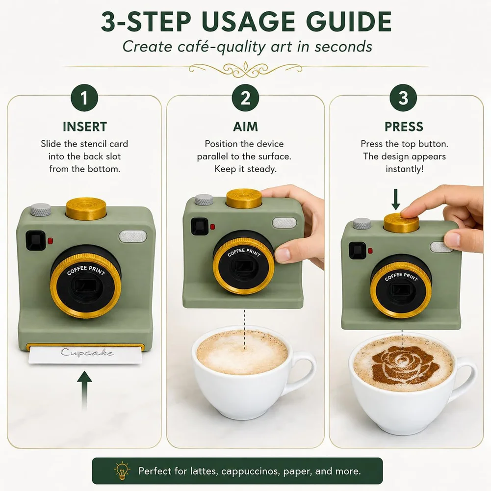 3D Printed Latte Art Camera,One‑touch Coffee Printer Chocolate Foam Machine