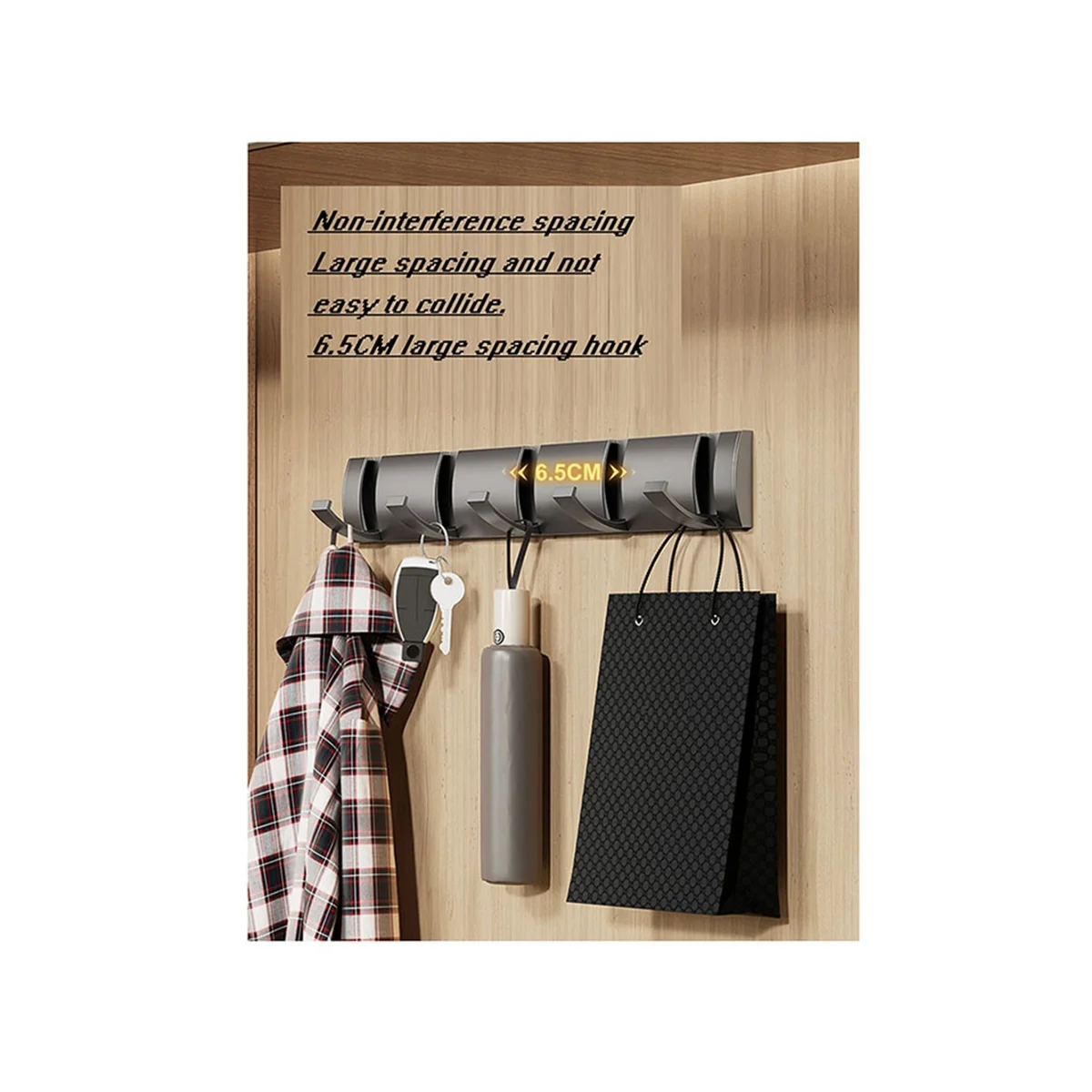 Folding Wall Hanger Hook Installation Coat Clothes Towel Holder Bathroom Kitchen Accessories Restroom Black,40cm