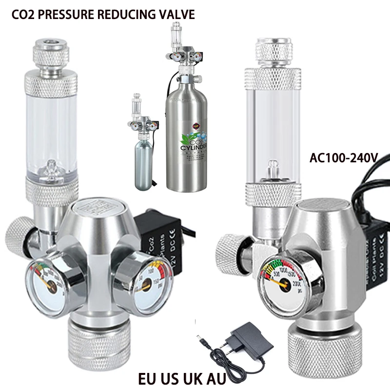 DIY Aquarium CO2 Regulator Electromagnetic Valve Bubble Counter CO2 Control System Fish Tank CO2 Pressure Reducing Valve