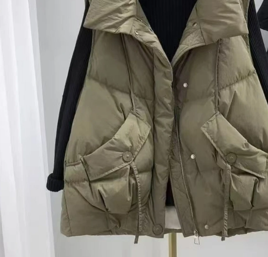 

Жилет женский, свободная однотонная куртка без рукавов, пальто, женские черно-белые теплые жилеты, осенний легкий жилет, зима 2025 г.