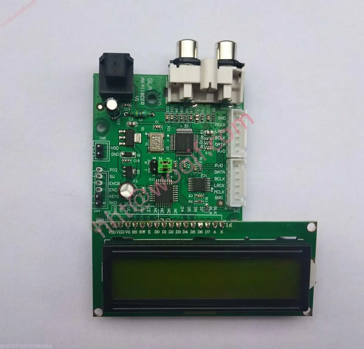 AK4118/Fiber/Coaxial/I2S Input/I2S Output Papan Penerima Digital, Kontrol Lembut/Tampilan Sampling