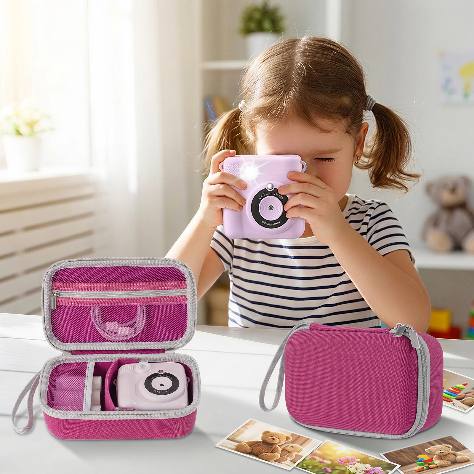 Estojo Rígido de EVA à Prova de Choque para Câmera Infantil de Impressão Instantânea, Bolsa Portátil de Viagem para Câmera e Papel Fotográfico, Organi
