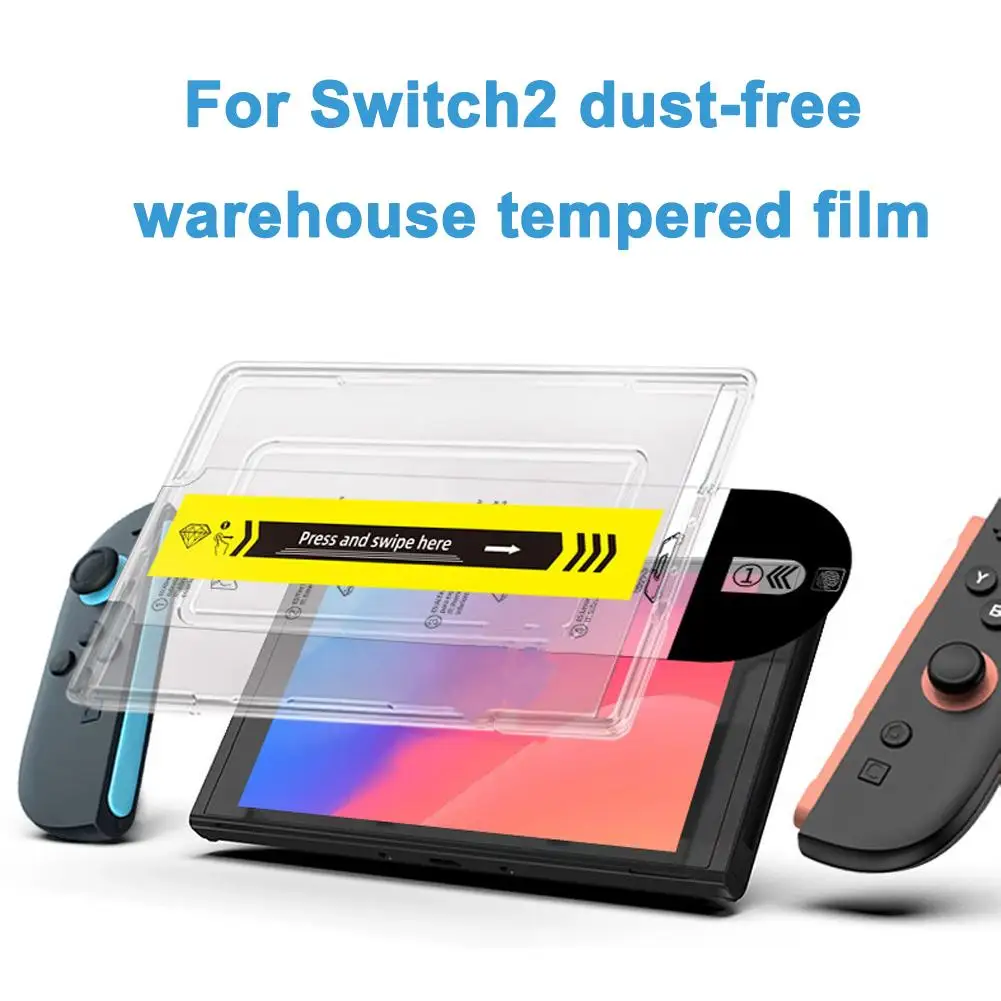 Untuk Switch 2 Pelindung Layar Kaca Tempered Penjajaran Otomatis HD Instalasi Bebas Gelembung Bening Film Bebas Debu Antigores 9H Ki S7H0