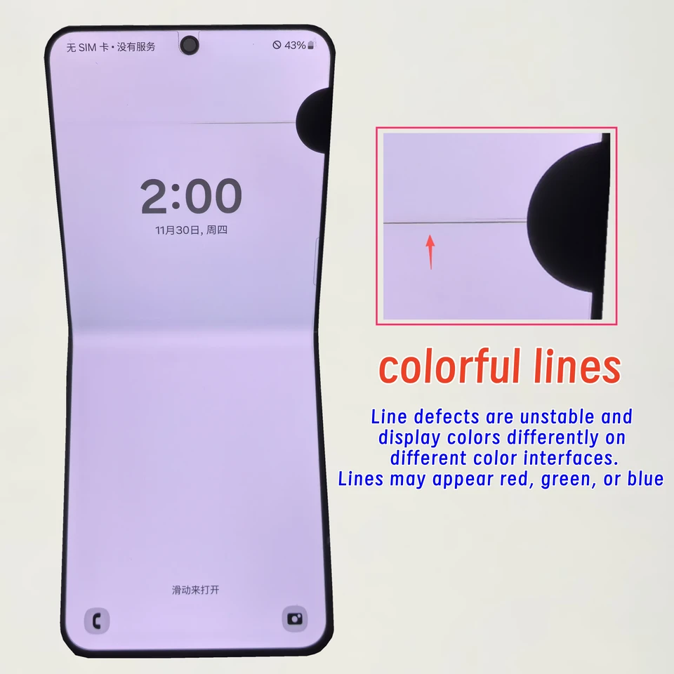 Para Samsung Z Flip5 F731 F731B F731U F731W, pantalla LCD Super AMOLED, componentes de reemplazo para Z Flip 5, líneas de puntos negros 3