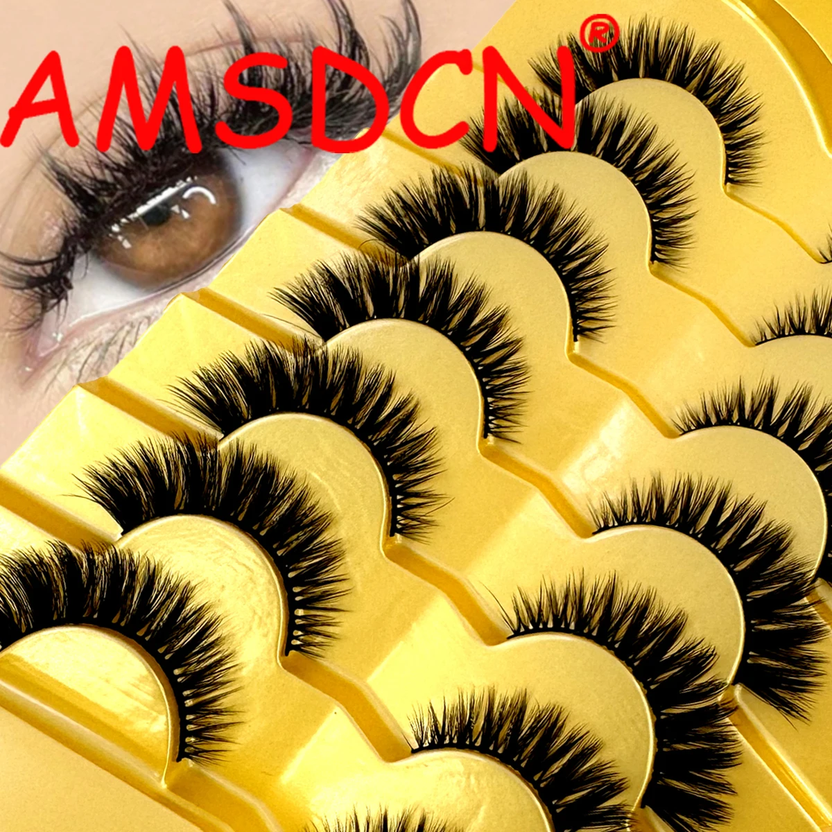 AMSDCN New natural false eyelashes 7 pairs of 3D mink thick false eyelashes extend false eyelashes eyelash makeup eyelashes