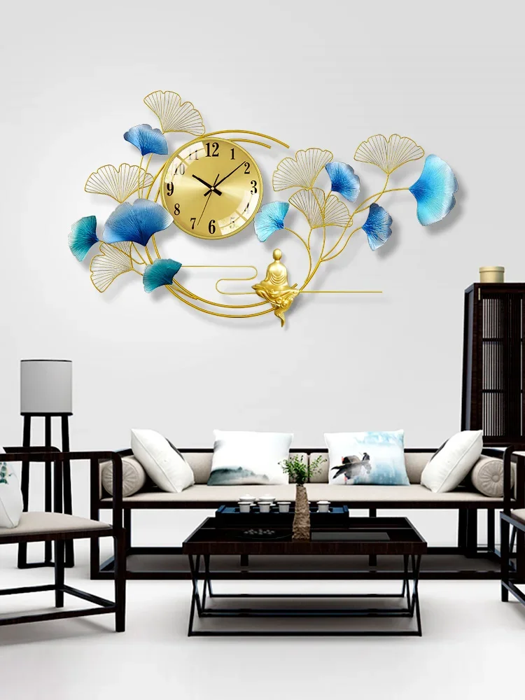 Lucky Ginkgo Biloba Wall Clock, wall decoration, modern creative living room dining room wrought iron pendant wall clock