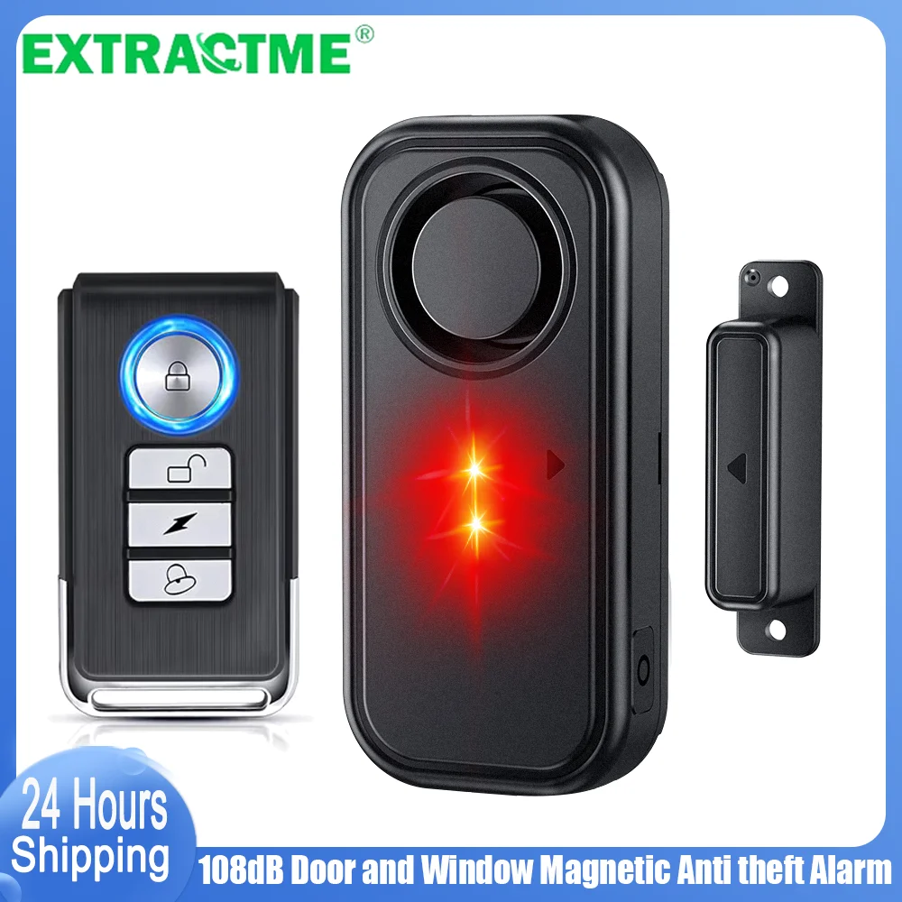 

Extractme, магнитная сигнализация для улицы, двери, окна, 108 дБ, беспроводной датчик, IP66, водонепроницаемый монитор, охранная защита от кражи, домашняя безопасность