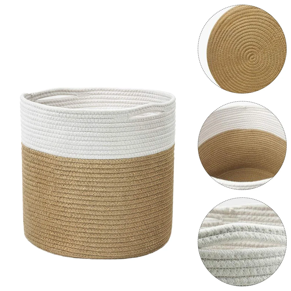 

Woven Cotton Rope Flower Basket Storage Decorative Holder Multipurpose Tan Crafted Household Stylish Toy Simple Exquisite