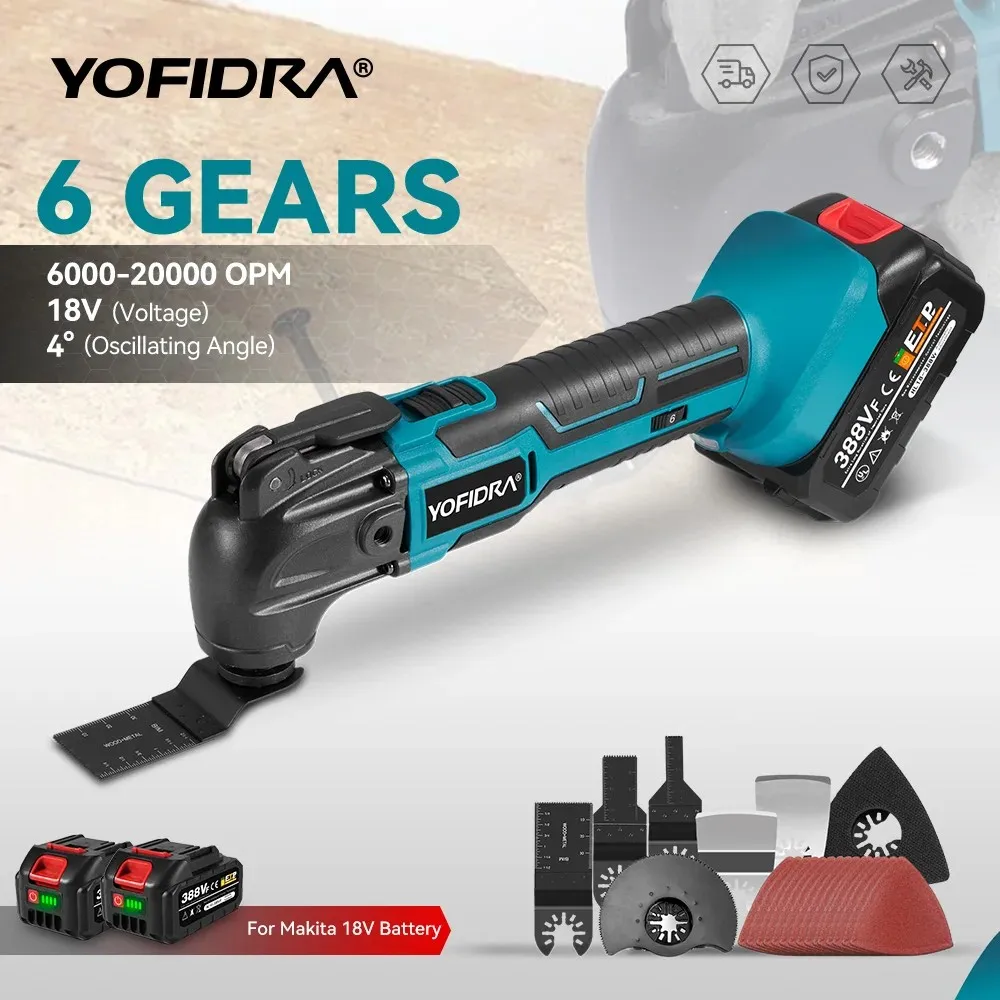 YOFIDRA Multifunction Tool Oscillating Multi-Tools Variable Speed Renovator Electric Trimmer Saw For Makita 18V Battery Pin