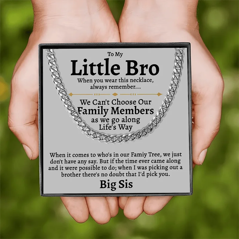 Cuban Chain Link Necklace Gift Set for Brother - Birthday Christmas New Year & Graduation Present with Greeting Card