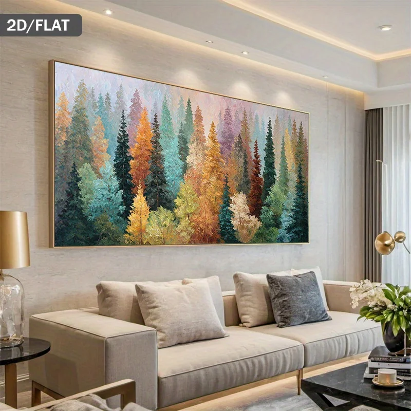 

1pc Modern Abstract Forest Wall Art Canvas Frameless Print Painting for Living Room, Bedroom Decor, Cuadros No Frame, 2D Flat