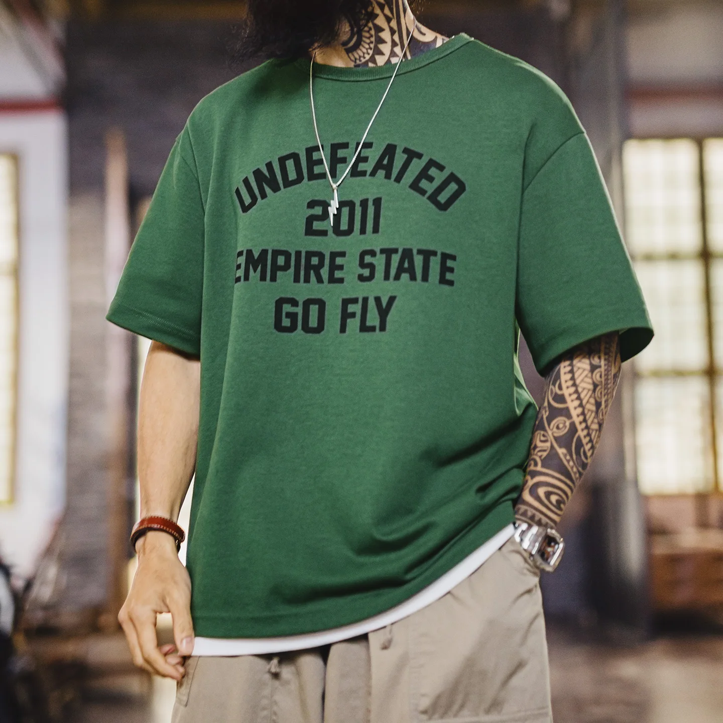 

Maden Men's T-Shirt Retro Airplane Print Green Crew Neck Short Sleeve Casual Loose Streetwear Summer Patched Graphic Tee