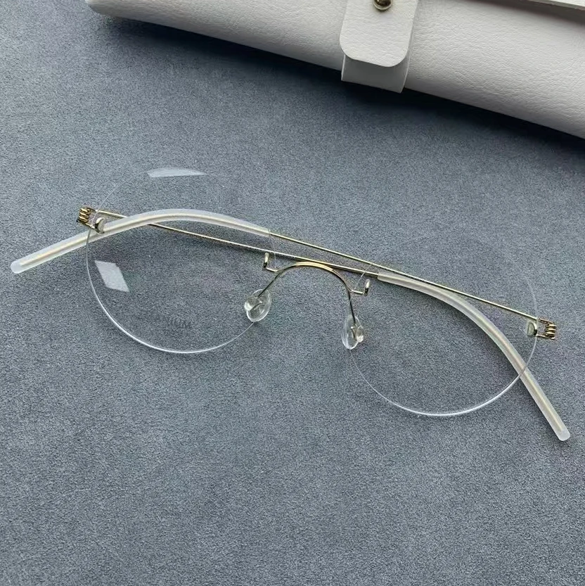 Denmark Brand Titanium Round Glasses Without Frame Men Screwless Rimless Eyeglasses Frames Ultralight Women Circle Eyewear Gafas