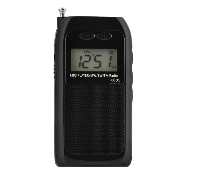 

Portable K605 Radio Pocket FM AM SW MW MP3 Player Stereo Digital Receiver LCD Screen High Sensitivity Loudspeaker Antenna