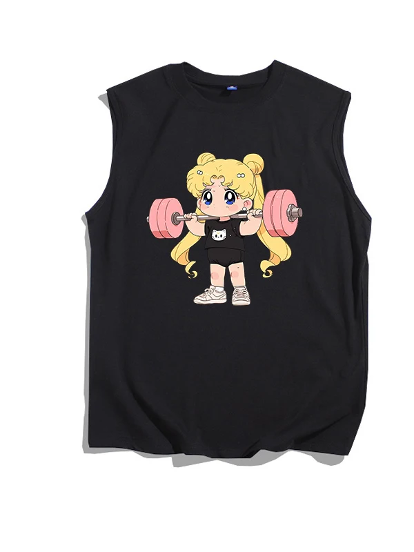 

YOLO майка из чистого хлопка с капюшоном Fun Fitn, одежда для женщин, милый мультяшный дизайн, летняя мода, городская круглая одежда Ne