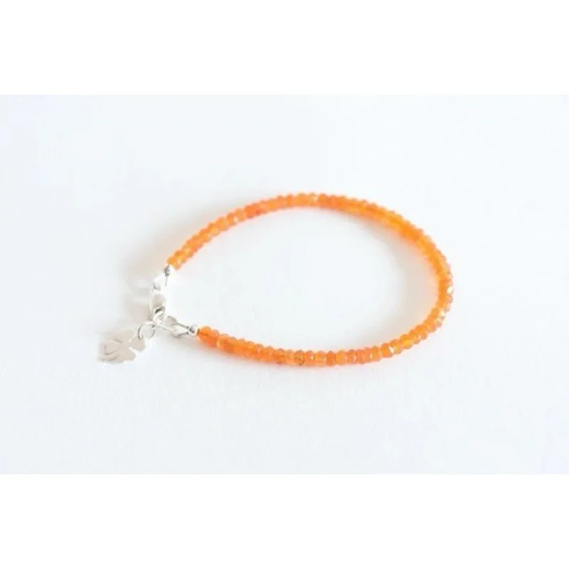 Carnelian Gemstone Bracelet 7 Inch Faceted Beads Handmade Jewelry 18