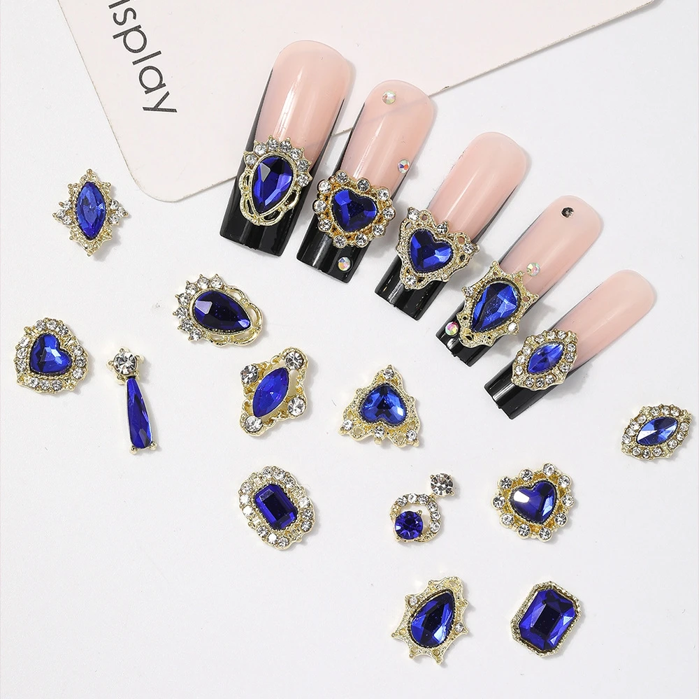 10PCS 3D Luxury Alloy Nail Art Charms เครื่องประดับอัญมณีหินอุปกรณ์เสริมสําหรับตกแต่งเล็บอุปกรณ์ตกแต่งเล็บวัสดุ