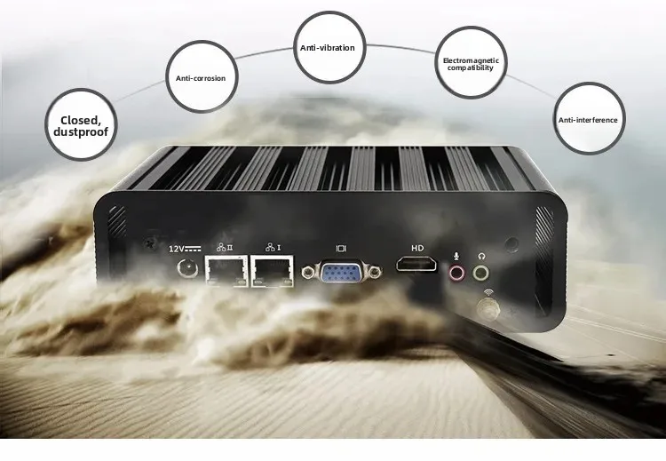 Fanless Mini PC Intel i7 5500U, Household Display HTPC with Gigabit Ethernet WiFi Windows Support