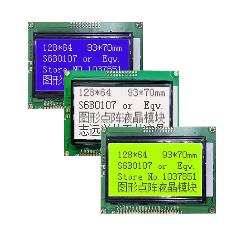 128x64 12864A moduł wyświetlacza Lcd plastik 93x70mm 5v zielony niebieski biały NT7108 lub kompatybilny układ sterujący IC 20pin gorąca sprzedaży