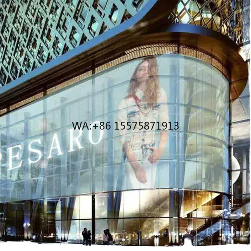 Customizable Transparent Flexible P10 LED Film Screen for Indoor & Outdoor Advertising OEM Supplier 1 Year Warranty SDK