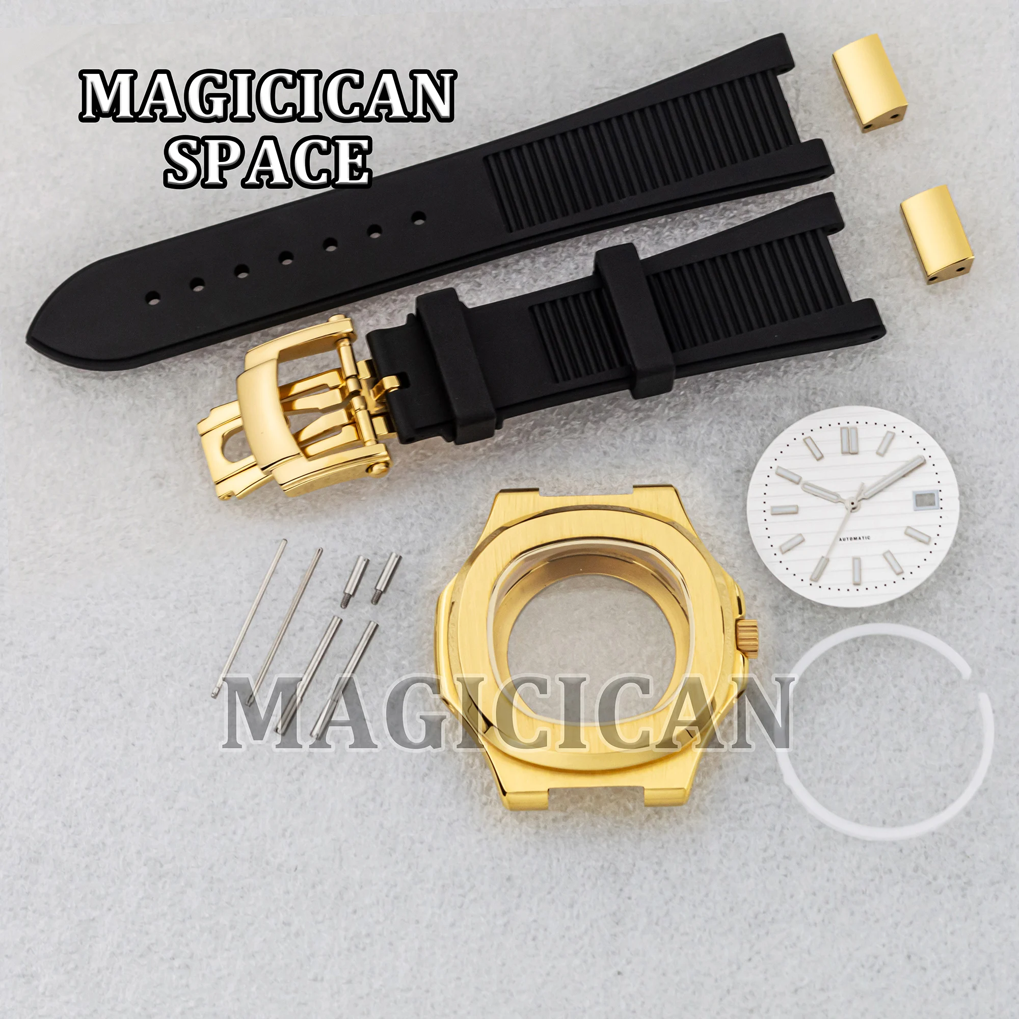 High Quality Square Watch Case Strap for Nautilus Watch Mod Parts Repair Tool Rubber Strap Waterproof Case fit NH35/36 Movement